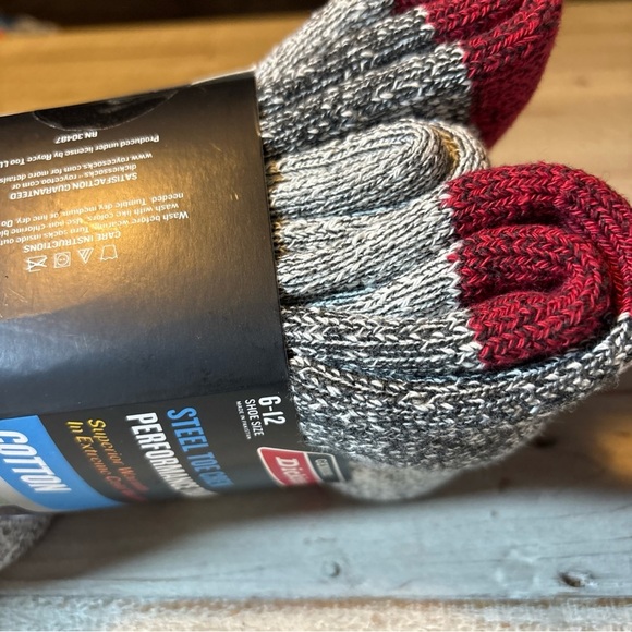 Men's Dickies Steel Toe Crew Performance Thermals Heavyweight Cotton 3 Pair Red - Picture 3 of 16